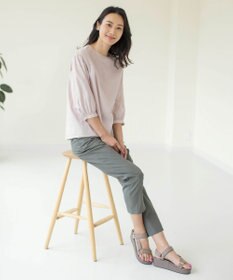 J.PRESS LADIES L 【洗える】BEZピンチェック ボリュームスリーブ ブラウス