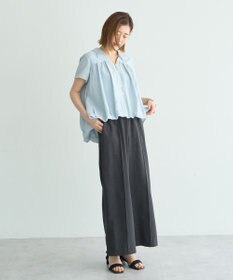 YECCA VECCA 刺繍カラーバルーンヘムブラウス