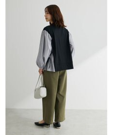 Green Parks 綿麻混タックストレートワイドパンツ