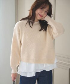 Feroux 【洗える】ラッフルレイヤード ニット