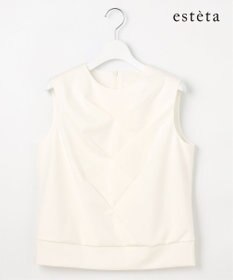 23区 【エステータ】トリアセファインジャージー タックデザイン カットソー
