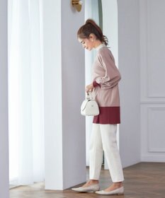 Tiaclasse L 【洗える】カラーブロッキングニットチュニック