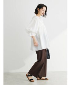 Green Parks 綿麻混イージーワイドパンツ