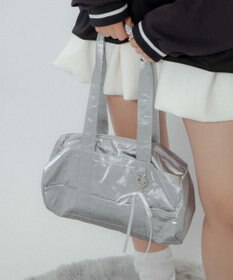 WEGO サテンリボンチャーム付きボストンバッグ