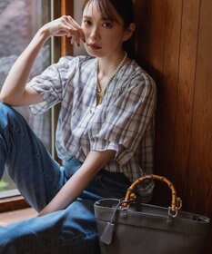 ANY SIS L 【洗える】ピケチェックT ブラウス