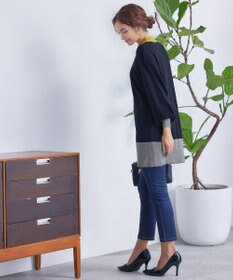 Tiaclasse L 【洗える】カラーブロッキングニットチュニック