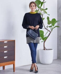 Tiaclasse L 【洗える】カラーブロッキングニットチュニック