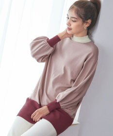 Tiaclasse L 【洗える】カラーブロッキングニットチュニック