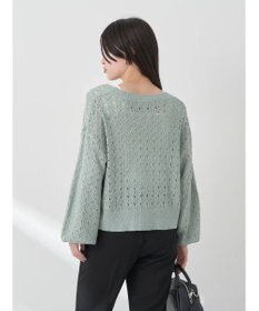 earth music&ecology 透かし編みテープヤーンカーディガン