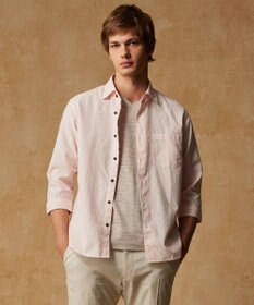 JOSEPH ABBOUD 【キングサイズ・リネン素材/吸水速乾/日本素材】リネンハニカム Vネック Tシャツ