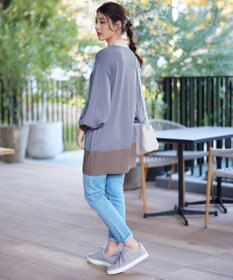 Tiaclasse L 【洗える】カラーブロッキングニットチュニック