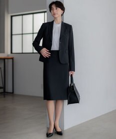 23区 S 【吸水速乾/UVケア/防シワ性】バックサテンアムンゼン スタンドフリル ブラウス