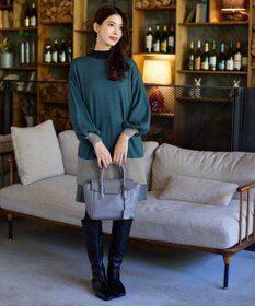 Tiaclasse L 【洗える】カラーブロッキングニットチュニック