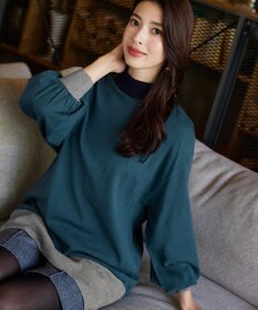 Tiaclasse L 【洗える】カラーブロッキングニットチュニック