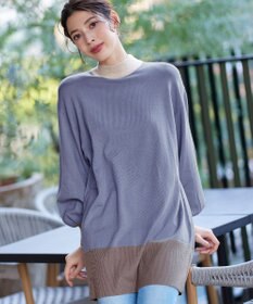 Tiaclasse L 【洗える】カラーブロッキングニットチュニック