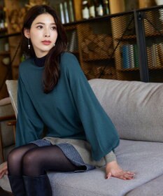 Tiaclasse L 【洗える】カラーブロッキングニットチュニック