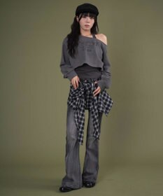 WEGO フェイクスリーブフレアデニム