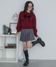 WEGO ベロアリボンアップリケタックスリーブニット