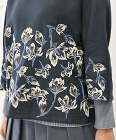 muuc 〈遠州織物の工場で織られた上質なコットン生地〉モクレン刺繍 ノーカラー プルオーバー（セットアップ可能）