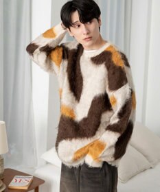 WEGO 【ユニセックス着用ITEM】マーブルシャギーニットプルオーバー