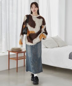 WEGO 【ユニセックス着用ITEM】マーブルシャギーニットプルオーバー