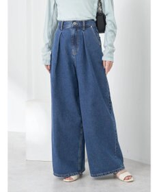 earth music&ecology タックワイドデニムパンツ