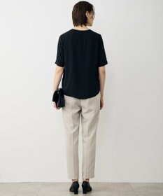 ICB 【先行予約】BackSatinAmunzen 5分袖Vネック配色ブラウス