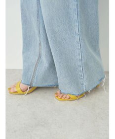 earth music&ecology ウ゛ィンテージ加工セルフカットワイドデニム