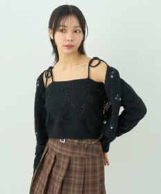 earth music&ecology ＳＥＴ２点刺繍ビスチェ＋カーディガン
