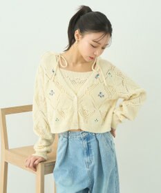 earth music&ecology ＳＥＴ２点刺繍ビスチェ＋カーディガン