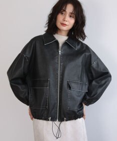 Green Parks ・ＥＬＥＮＣＡＲＥ　ＤＵＥ　フェイクレザーブルゾン