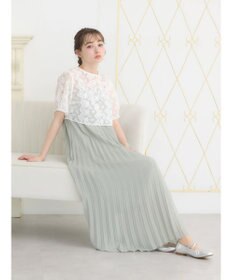 earth music&ecology ＳＥＴ２点　オーガンジー刺繍＋プリーツワンピース