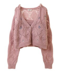 earth music&ecology ＳＥＴ２点刺繍ビスチェ＋カーディガン