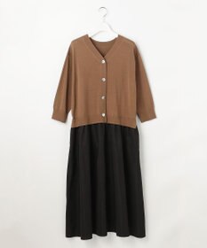 自由区 L 【人気異素材コンビの最新作・前後着用可】タフタコンビ ワンピース