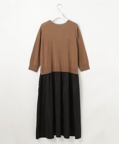 自由区 L 【人気異素材コンビの最新作・前後着用可】タフタコンビ ワンピース