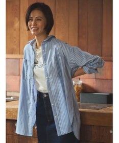 Green Parks 胸元ポケットイージーケアストライプシャツ