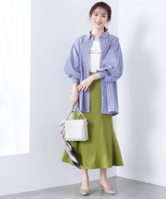 Tiaclasse 【洗える】パフ袖シャツチュニックブラウス