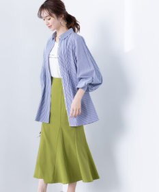 Tiaclasse 【洗える】パフ袖シャツチュニックブラウス