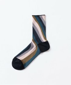 TRICOTE TWIST STRIPE LINK SOCKS／歪みストライプリンクソックス