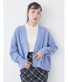 earth music&ecology ベロアモールケーブルカーディガン