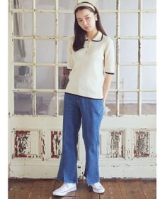 earth music&ecology Ｌｅｅ×ｅ．ｍ．ａ．ｅ．スリットフレアデニムパンツ