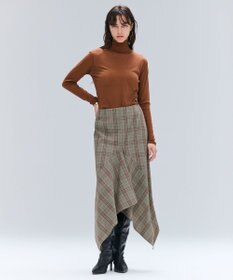 BEIGE， SELMA / チェックウールラッフルスカート