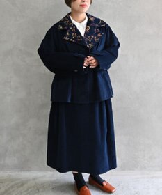 muuc 〈遠州織物の工場で織られた上質なコットンコーデュロイ生地〉花刺繍ショートコート（セットアップ可能）