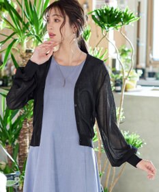 Tiaclasse 【洗える】シアーパフスリーブカーディガン