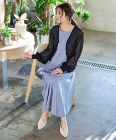 Tiaclasse 【洗える】シアーパフスリーブカーディガン