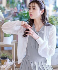 Tiaclasse 【洗える】シアーパフスリーブカーディガン