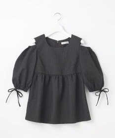 Feroux 【洗える】フクレジャガードチュニック ブラウス