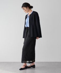 YECCA VECCA フラワー柄刺繍メッシュスカート