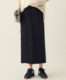 ANY 【ウエストゴム】シュリンクベロアスカート ブラック