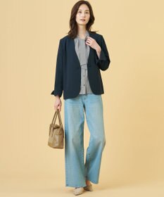 J.PRESS LADIES 【洗える】BASIC STRETCH DENIM ワイド ストレート デニム